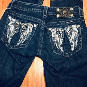 Miss Me Dark Blue Jeans Wings Back Pockets